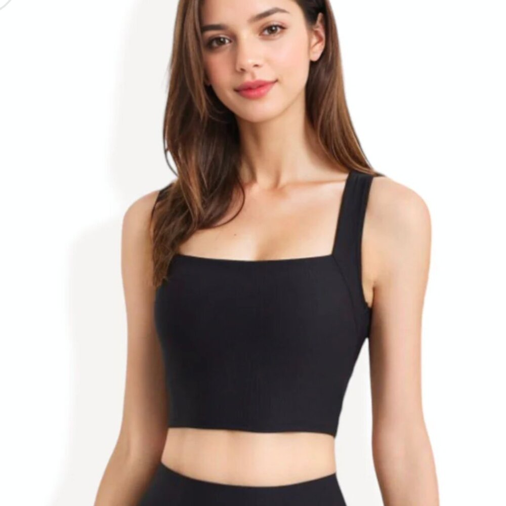ANNA-KACI SQUARE NECK CROP TOP TANK MODERN MINIMALIST LUX STREETWEAR Y2K NWT S